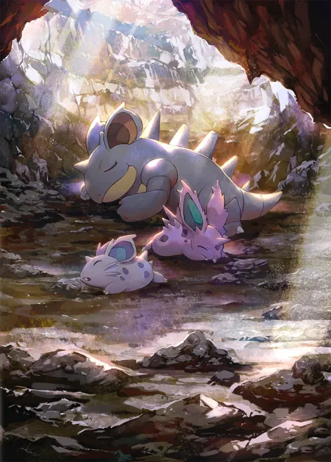 Nidoqueen card art from Genetic Apex (#240), Art Rare