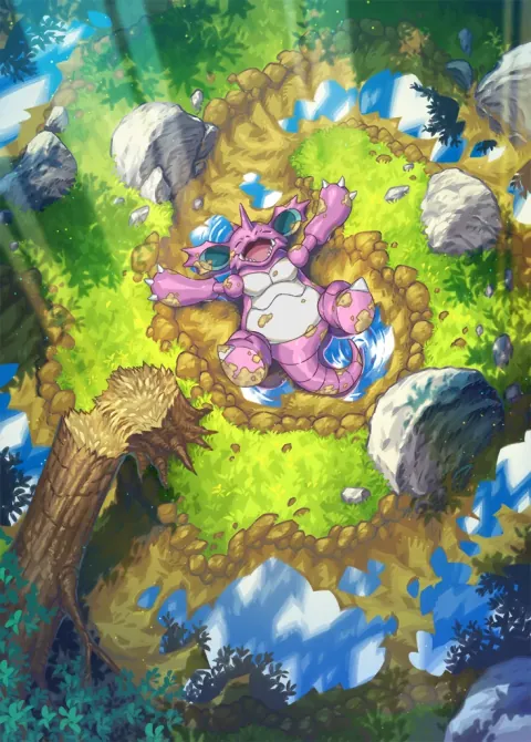 Nidoking card art from Genetic Apex (#241), Art Rare
