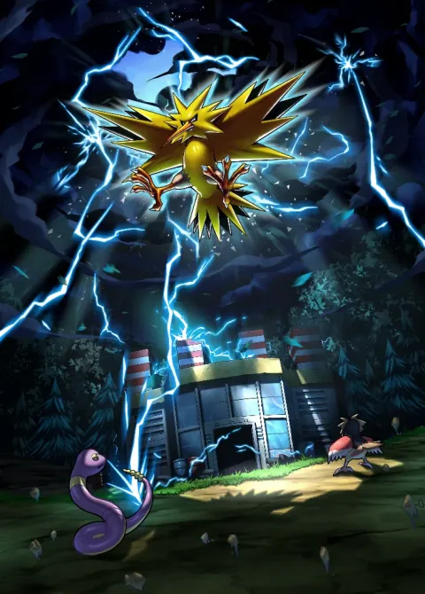Zapdos ex card art from Genetic Apex (#276), Special Art Rare