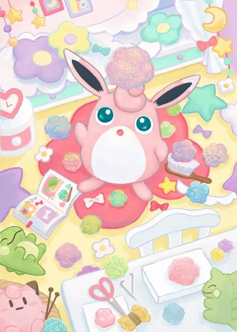 Wigglytuff ex card art from Genetic Apex (#279), Special Art Rare