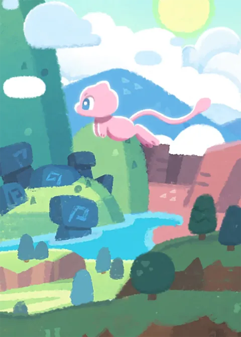 Mew card art from Genetic Apex (#283), Immersive Rare