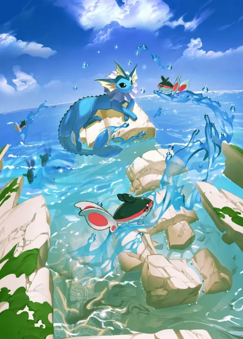 Vaporeon card art from Mythical Island (#72), Art Rare