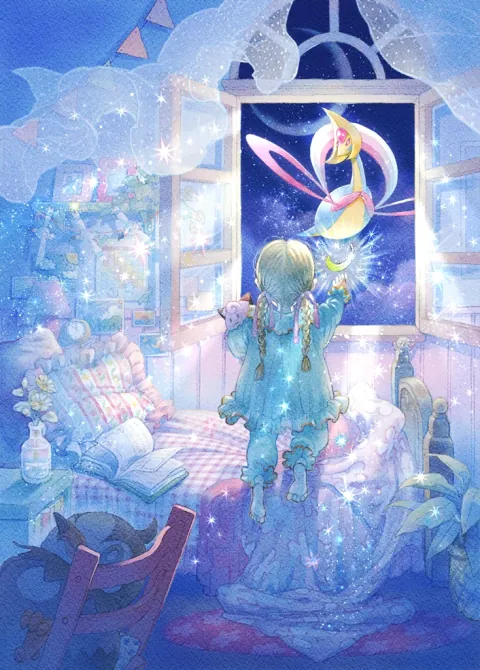 Cresselia card art from Space-Time Smackdown (#168), Art Rare