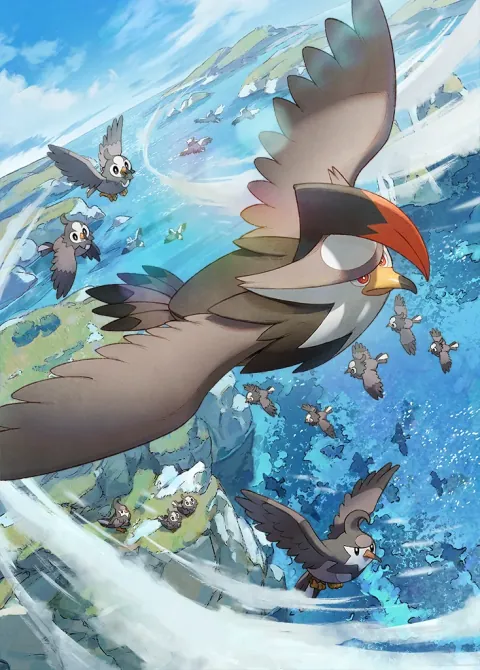 Staraptor card art from Space-Time Smackdown (#176), Art Rare