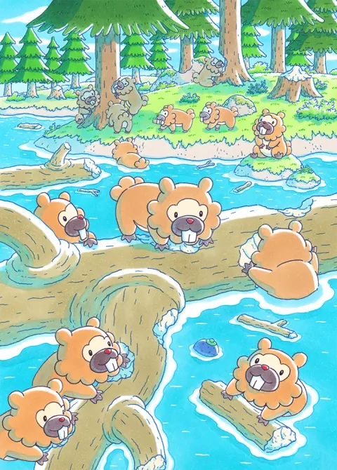 Bidoof card art from Space-Time Smackdown (#177), Art Rare