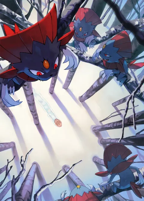Weavile ex card art from Space-Time Smackdown (#201), Special Art Rare