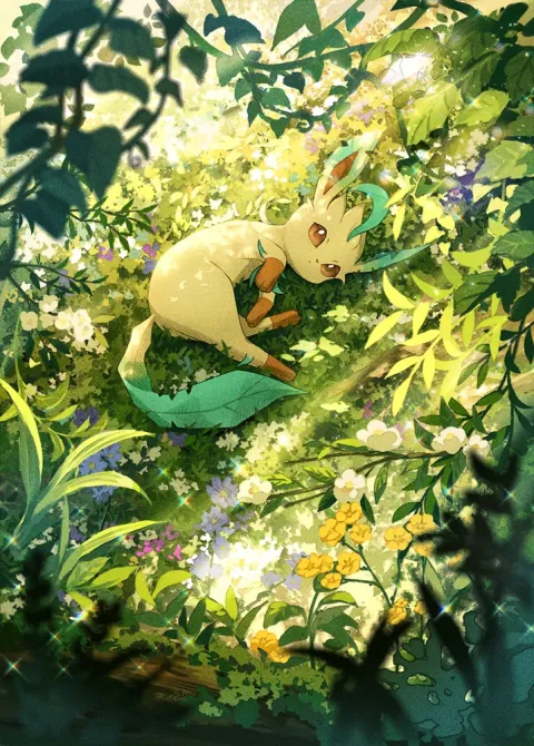 Leafeon ex card art from Triumphant Light (#91), Special Art Rare