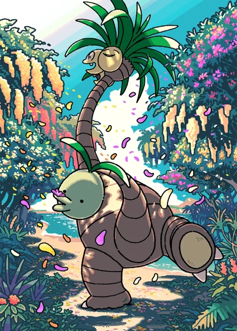 Alolan Exeggutor card art from Celestial Guardians (#156), Art Rare