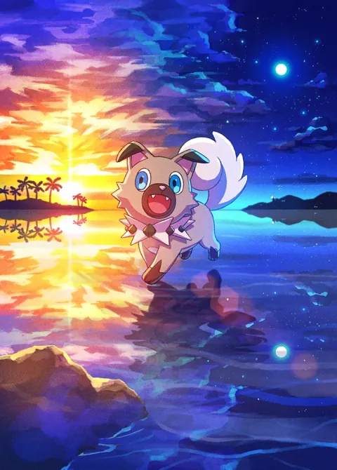 Rockruff card art from Celestial Guardians (#172), Art Rare