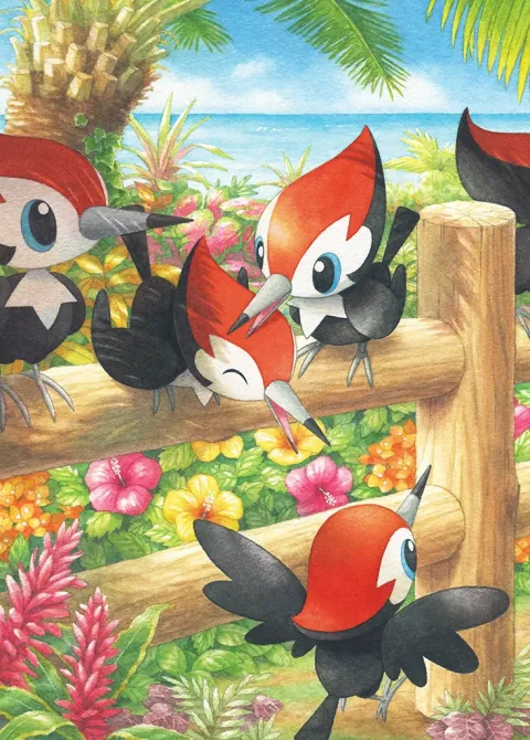Pikipek card art from Celestial Guardians (#177), Art Rare