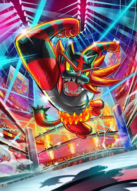Incineroar ex card art from Celestial Guardians (#200), Special Art Rare