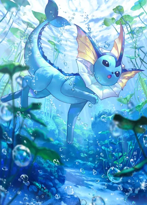 Vaporeon card art from Eevee Grove (#72), Art Rare