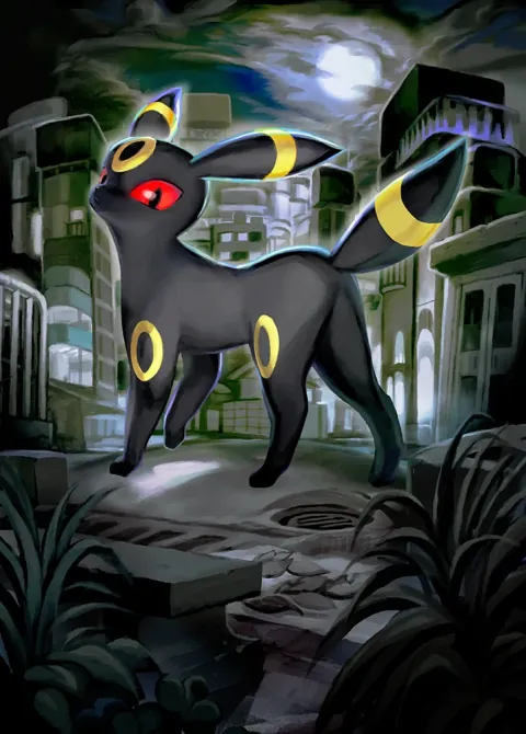 Umbreon card art from Eevee Grove (#77), Art Rare