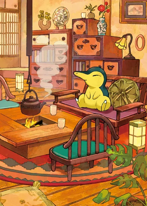 Cyndaquil card art from Wisdom of Sea and Sky (#165), Art Rare