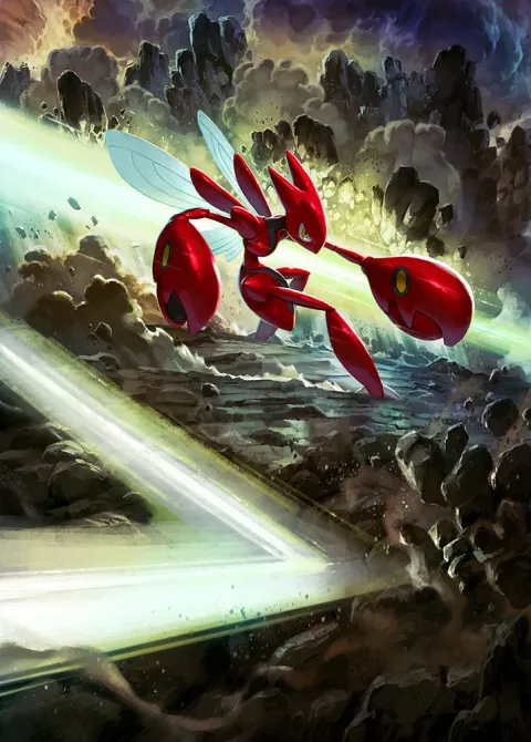 Scizor card art from Wisdom of Sea and Sky (#180), Art Rare