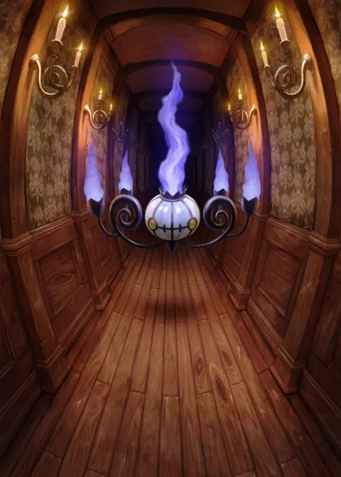 Chandelure card art from Mega Rising (#231), Art Rare