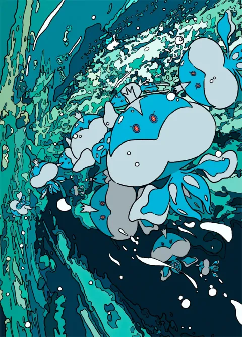 Jellicent card art from Mega Rising (#234), Art Rare