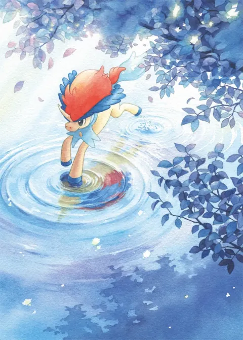 Keldeo card art from Mega Rising (#235), Art Rare