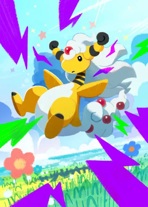 Mega Ampharos ex card art from Mega Rising (#277), Special Art Rare