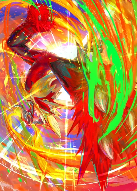 Mega Blaziken ex card art from Mega Rising (#284), Immersive Rare