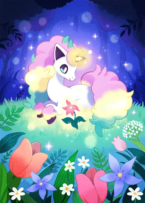Galarian Ponyta card art from Fantastical Parade (#167), Art Rare