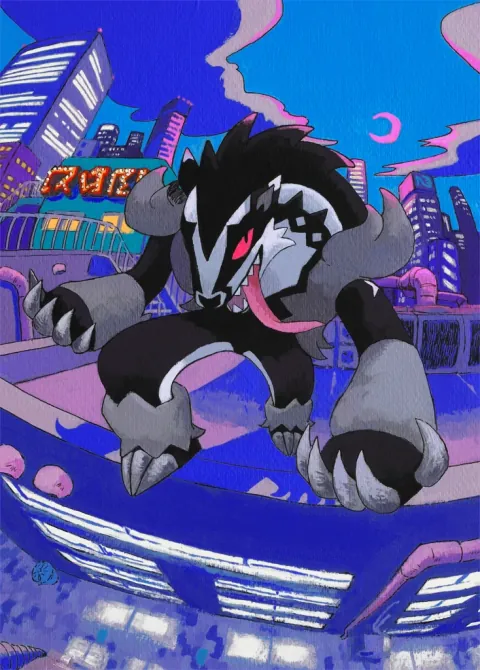 Galarian Obstagoon card art from Fantastical Parade (#176), Art Rare