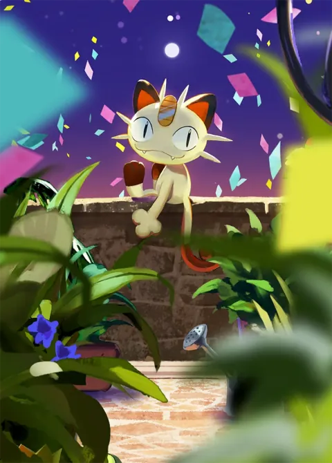 Meowth card art from Fantastical Parade (#204), Immersive Rare
