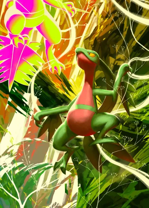 Grovyle card art from Pulsing Aura (#157), Art Rare