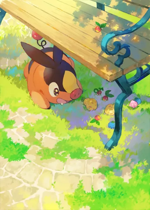 Tepig card art from Pulsing Aura (#161), Art Rare