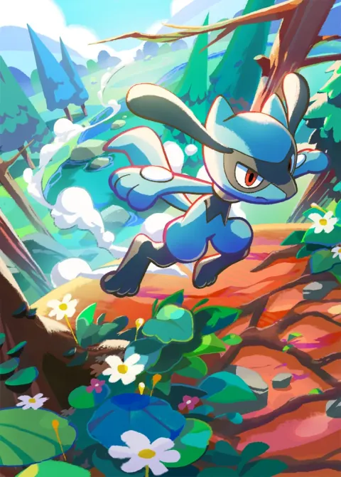 Riolu card art from Pulsing Aura (#169), Art Rare