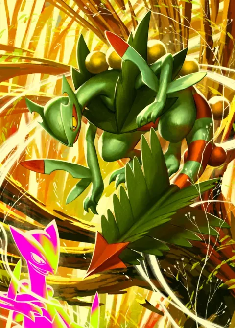 Mega Sceptile ex card art from Pulsing Aura (#194), Special Art Rare