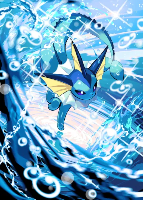 Vaporeon ex card art from Pulsing Aura (#196), Special Art Rare