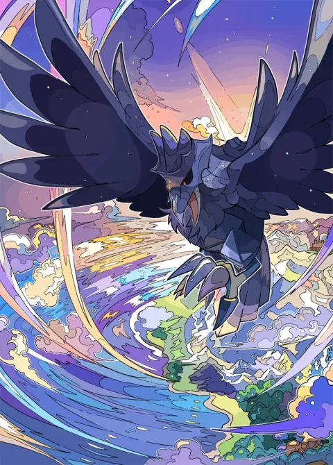 Corviknight ex card art from Pulsing Aura (#200), Special Art Rare