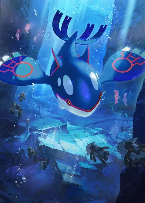 Kyogre card art from Ruler of the Skies (#162), Art Rare