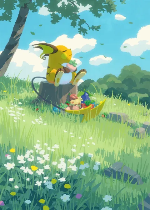 Raichu card art from Ruler of the Skies (#164), Art Rare