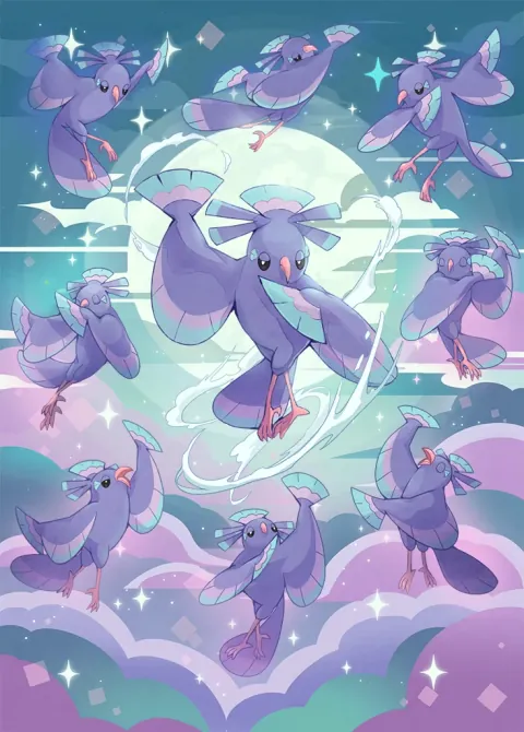 Oricorio card art from Ruler of the Skies (#169), Art Rare