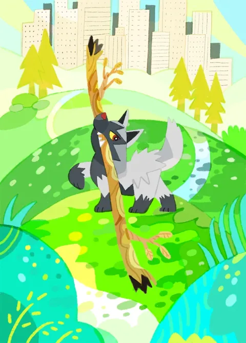 Poochyena card art from Ruler of the Skies (#171), Art Rare
