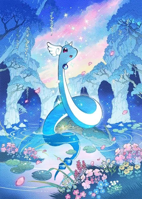 Dragonair card art from Ruler of the Skies (#175), Art Rare