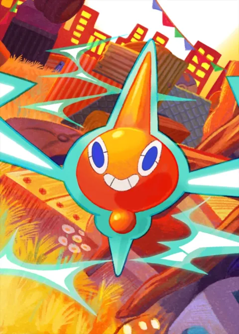 Rotom ex card art from Ruler of the Skies (#202), Immersive Rare
