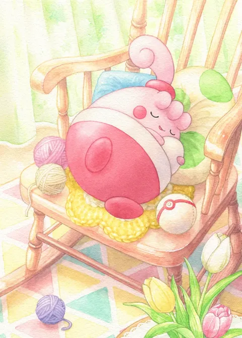 Happiny card art from Team Rocket’s Ambition (#77), Art Rare