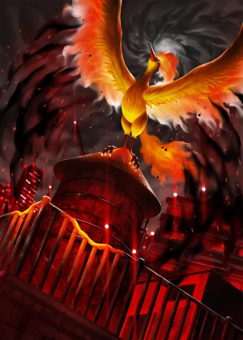 Team Rocket’s Moltres ex card art from Team Rocket’s Ambition (#88), Special Art Rare