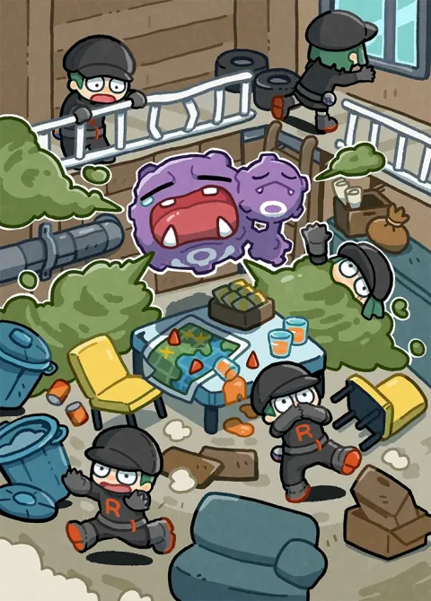 Team Rocket’s Weezing ex card art from Team Rocket’s Ambition (#92), Special Art Rare