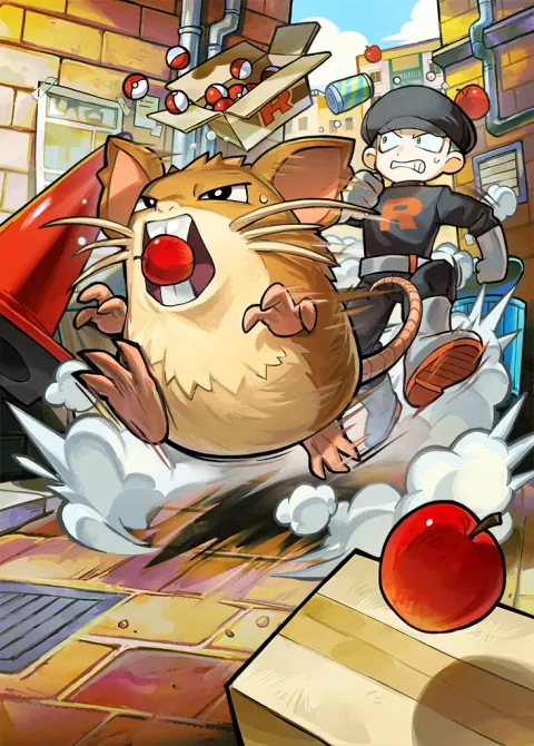 Team Rocket’s Raticate ex card art from Team Rocket’s Ambition (#93), Special Art Rare