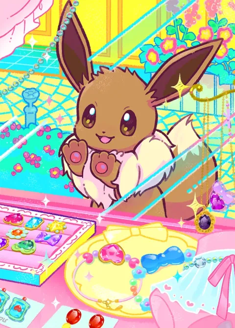 Eevee card art from Deluxe Pack: Mega (#408), Art Rare